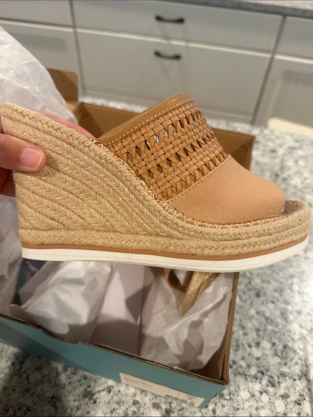 Toms Woven Monica Mule Wedge Slides size 8